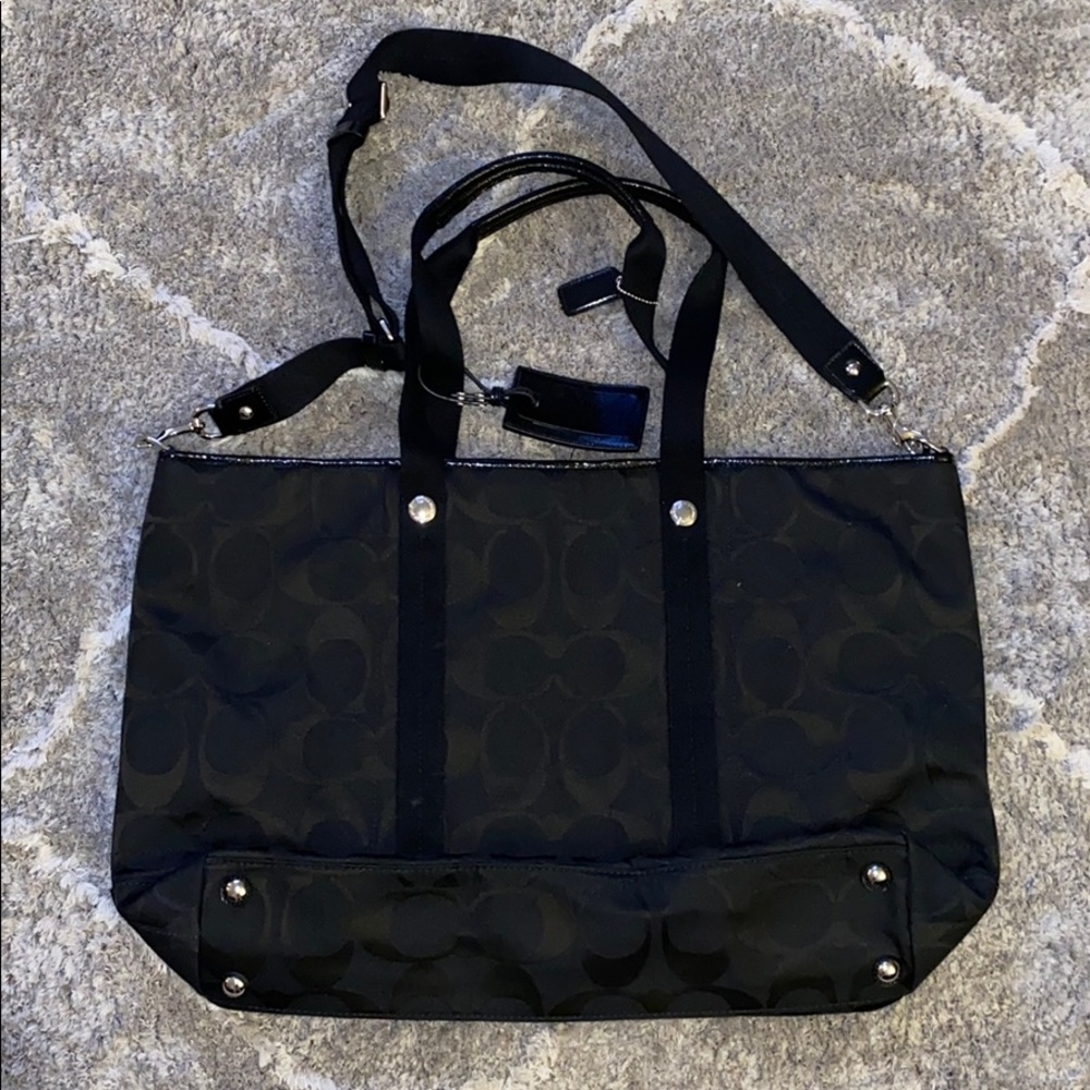 Coach Black Signature Tote with Adjustable Strap - Picture 2 of 8